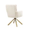 Contemporary Off-White Cashmere High-Back Upholstered Swivel Accent Chair