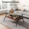 Coffee Table and End tables Set of 3, Tempered Glass Table with MDF layer, Modern Tables for Living Room , Transparent Glass - as Pic
