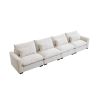 4 Seater Deep Seat Couches for Living Room, Comfy Beige Corduroy Sofas for Living Room Modern with 4 Waist Pillows - as Pic