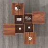 Square Marble Veneer Coffee Table Sliding Top with Storage in 39.4'' - Walnut - MDF