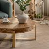 31.29"Modern Retro Splicing Round Coffee Table,Fir Wood Table Top with Gold Cross Legs Base(Same SKU:W757102843) - as Pic