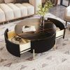 Modern Round Coffee Table with 2 large Drawers Storage Accent Table(31.5'') - Black - MDF