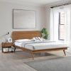 Country Casual Style Full Size Platform Bed with Oval Headboard 1pc Wooden Bedroom Furniture - as Pic