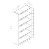 Five shelf wooden bookcase display cabinet with bottom front molding mahogany - as Pic