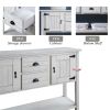48'' Solid Wood Sideboard Console Table with 2 Drawers and Cabinets and Bottom Shelf, Retro Style Storage Dining Buffet Server Cabinet-Antique White