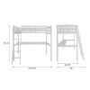 Everest White High Loft Bed with Desk and Storage, Heavy Duty Solid Wood Twin Size Loft Bed Frame with Stairs