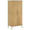 Wardrobe FLORO Wax Brown 30.3"x20.9"x67.3" Solid Wood Pine - Brown