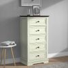 Tall Dresser for Bedroom with 5 Drawers for Closet, Chest of Drawers with Metal Handle - Cream