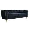87.01"W Modern Tufted Velvet Sofa ,Stylish and Comfortable for Living Room Sofa, Hotel Apartment,Black - as Pic