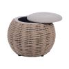 Natural Woven Ottoman with Storage, Brown - as Pic
