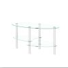 Transparent Oval glass coffee table, modern table with stainless steel leg, tea table 3-layer glass table for living room - as Pic