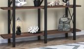 Cunda 5 Tier Bookcase, Metal Frame Wood Base Bookshelf, Walnut - as Pic