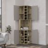 Obregon Corner Bar Cabinet, Ten Built-in Wine Rack, Single Door Macadamia / Taupe - as Pic