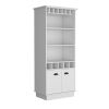 Dundee 70-Inch High 10-Glass Bar Cabinet with 5 Cubbies and 3 Open Shelves and Cabinet White - as Pic