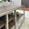 Padena Metal Frame Wood Living Room Coffee Table with Shelf - as Pic