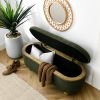 Storage Ottoman Bench, Upholstered End of Bed Ottoman Bench with Storage and Seating, Large Blanket Storage Bench, Dark green - as Pic