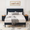 Nightstand with Storage Cabinet & Solid Wood Tabletop, Bedside Table, Sofa Side Coffee Table for Bedroom, Living Room, Dark Blue