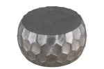 CT101 Modern Contemporary Round Aluminum material 32" Coffee Table, Farmhouse Table with Glossy Diamond-Patterned Base Antique Silver - as Pic