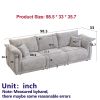 98.5" 3-seater Contemporary style linen sofa with 3 comfortable cushions with 2 pillows Suitable for living room bedroom and office,green