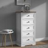 Tall Dresser for Bedroom with 5 Drawers for Closet, Chest of Drawers with Metal Handle - White