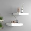 Floating Wall Shelves 2 pcs White 9.1"x9.3"x1.5" MDF - White