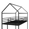Bunk Beds for Kids Twin over Twin,House Bunk Bed Metal Bed Frame Built-in Ladder,No Box Spring Needed Black - as pic