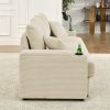Modern 3 seat Sofa with Storage, Deep Seat Sofa with Cup Holders & Phone Holder Charging Ports, Beige Corduroy Couch for Living Room,Beige - as Pic
