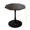 31.50"Modern Octagonal Coffee Table with Printed Black Marble Table Top,Metal Base, for Dining Room, Kitchen, Living Room - as Pic