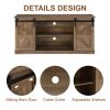 58" Farmhouse TV Stand and Entertainment Center for Televisions up to 65 Inchs,with Sliding Barn Doors and Storage Cabinets,Natural Brown - Yellow