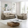 Modern Living Room Sofa Two Pieces Set Tan Corduroy - as Pic
