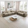 Family sofa set Deep Seat Sofa, Warm Sofa for Home Cinema and Living Room, One 2-Seater Sofa and One 3-Seater Sofa,Tan Corduroy - as Pic