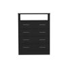 Four Drawer Dresser Wuju, One Shelf, Black Wengue Finish - Black