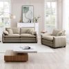 Modern Living Room Sofa Two Pieces Set Tan Corduroy - as Pic