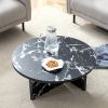 Versatile MDF Black Round Coffee Table for Various Interior Styles, with Product Dimensions of 31.5*31.5*13.98