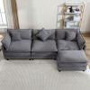 112.2" L-Shape Chenille Upholstered Sofa for Living Room Modern Luxury Sofa Couch with Ottoman and 5 Pillows for Living Room - Gray - Foam