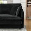 Modern Home Living Room L-Shaped Sectional Sofa Couches with Storage Ottoman, Convertible Oversized 4 Seater Couch Towel Fabric, Black - as Pic