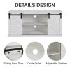 58" Farmhouse TV Stand and Entertainment Center for Televisions up to 65 Inchs,with Sliding Barn Doors and Storage Cabinets,White - White - MDF+Metal