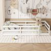 Full Size Floor Bed, Montessori Floor Bed with Fence, Kids Montessori Bed Full Size, Wood Montessori Floor Bed for Kids, Girls, Boys (WHITE) - as Pic