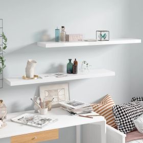 Floating Wall Shelves 2 pcs High Gloss White 47.2"x9.3"x1.5" MDF - White