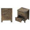 Farmhouse Wooden Nightstand Set of 2 with Retro Design, Wood Side Table with Storage Cabinet for Bedroom, Antique Walnut - as Pic