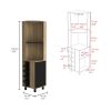 Kaia 70" Tall Corner Bar Cabinet With Four Shelves, Ten Wine Bottle Cubbies and Stemware in Natural Oak - Black - as Pic