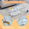 Contemporary Style Glass-Top MDF Coffee Table with White Base -Product Dimensions are 47.2*25.6*17.8Inches