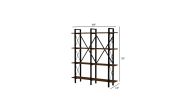 Cunda 5 Tier Bookcase, Metal Frame Wood Base Bookshelf, Walnut - as Pic