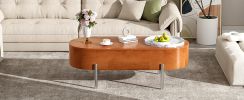 U-Can 47.2''Lift Top Coffee Table with 360-degree Marble-patterned rotating tray,Hidden Compartment