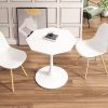 31.50"Modern Octagonal Coffee Table with MDF Table Top,Metal Base, for Dining Room, Kitchen, Living Room,White - as Pic