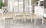 Mid-Century Solid Wood 5-Piece Round Dining Table Set;  Kitchen Table Set with Upholstered Chairs for Small Places - Walnut