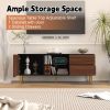 TV Stand up to 70+ inch, Mid Century Modern Television Stands with 2 Drawers, Entertainment Center with Storage Cabinet, Brown - Brown