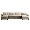 Over size U Shape Corduroy Sofa , Modern Upholstered 4 Seater Sofa with 2 Ottomans, Premium Soft Corduroy Fabric Sofa - as Pic