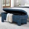 Linen Fabric Upholstered Bench with Large Storage Space for the Living Room, Entryway and Bedroom,dark blue( 51.5''x20.5''x17'' ) - as Pic