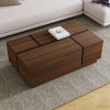 Rectangular Sliding Top Coffee Table with 2 Drawers and 2 Hidden Storage for Living Room 47.2" (Walnut) - as Pic